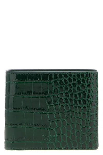 Tom Ford Crocodile Leather Wallet In Green