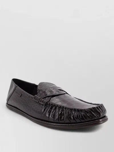 Tom Ford Crocodile Pattern Leather Loafers Rounded Toe In Brown