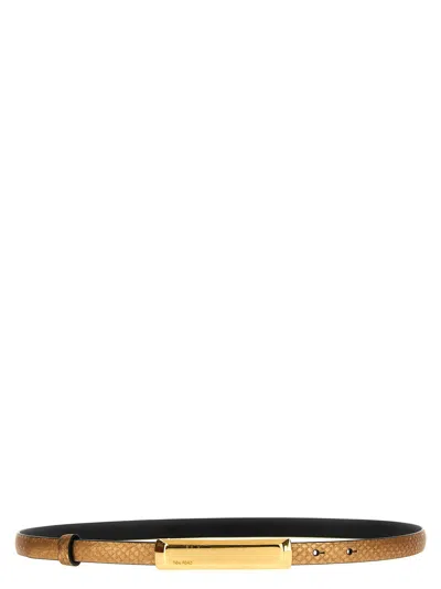 Tom Ford Adjustable Crocodile Pattern Belt With Gold-tone Buckle In 1y014 Dark Gold