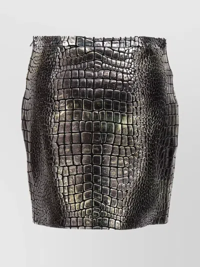 Tom Ford Crocodile Print High-waisted Metallic Mini Skirt In Brown