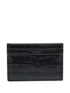 Tom Ford Crocodile-print Leather Card Holder In Black