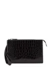 Tom Ford Leather Clutch Bag Featuring Crocodile Texture
