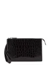 Tom Ford Rectangular Crocodile Texture Clutch Bag In Black