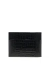 Tom Ford Crocodile-print Leather Document Holder In Black