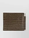 Tom Ford Crocodile Print Leather Wallet In Brown