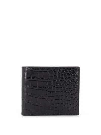 Tom Ford Crocodile-print Leather Wallet In Brown