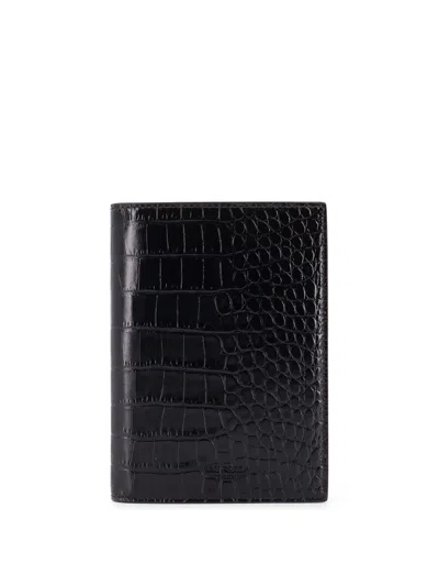Tom Ford Crocodile-print Leather Wallet In Black