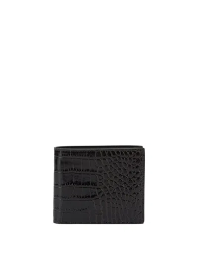Tom Ford Crocodile Print Leather Wallet In Black