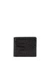 Tom Ford Textured Leather Wallet With Crocodile Pattern In Brown