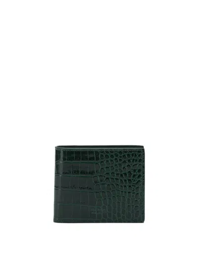 Tom Ford Crocodile Print Leather Wallet Wallets & Card Holders Green