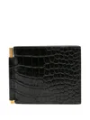 Tom Ford Crocodile-print Money Clip Wallet In Black