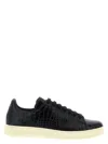 Tom Ford Textured Crocodile Pattern Sneakers With Rubber Sole In Black