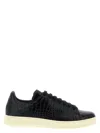 Tom Ford Textured Crocodile Pattern Sneakers With Rubber Sole In Black