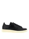 Tom Ford Textured Crocodile Pattern Sneakers With Rubber Sole In Black