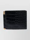 Tom Ford Crocodile Texture Bi-fold Money Clip Wallet In Black