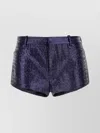 Tom Ford Crocodile Texture Metallic Finish Shorts In Blue