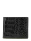 Tom Ford Crocodile-pattern Bifold Wallet In Black