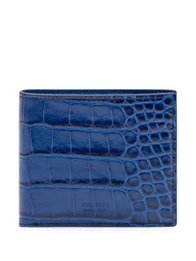 TOM FORD CROCODILE-EFFECT BIFOLD WALLET