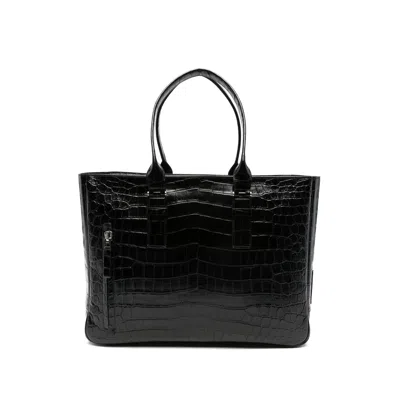 TOM FORD CROCODILE-EFFECT LEATHER TOTE BAG