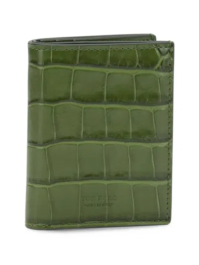 Tom Ford Crocodile-effect Leather Wallet In Green