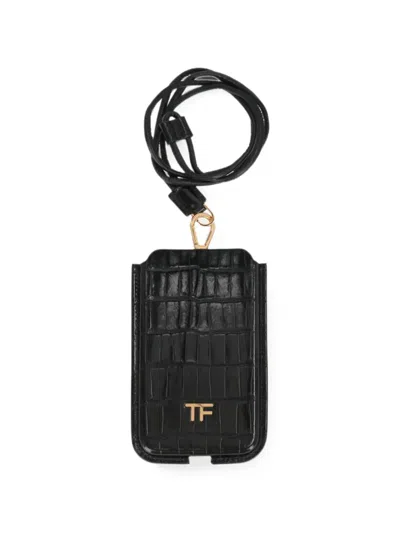 Tom Ford Crocodile-effect Phone Case In Green