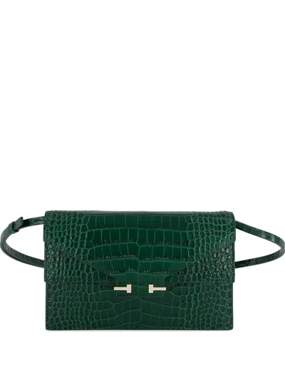 Tom Ford Crossbody Bag Adjustable Strap Crocodile Embossing In Green