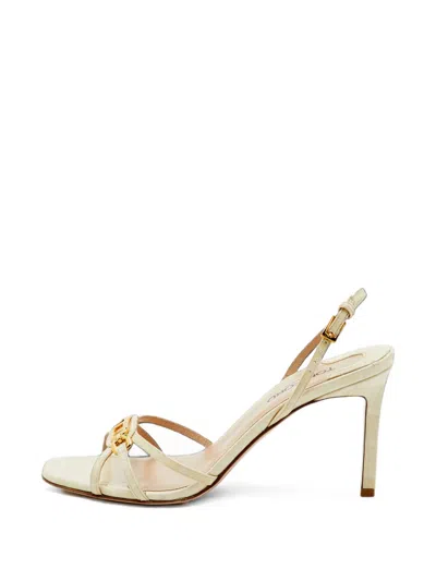 Pre-owned Tom Ford Crocodile-embossed Slingback Sandals In Neutrals