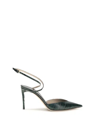 Tom Ford Crocodile-print Leather Ankle-strap Pump In Green