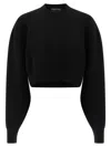 Tom Ford Sculptural Double Face Virgin Wool Blend Crop Sweater In Black