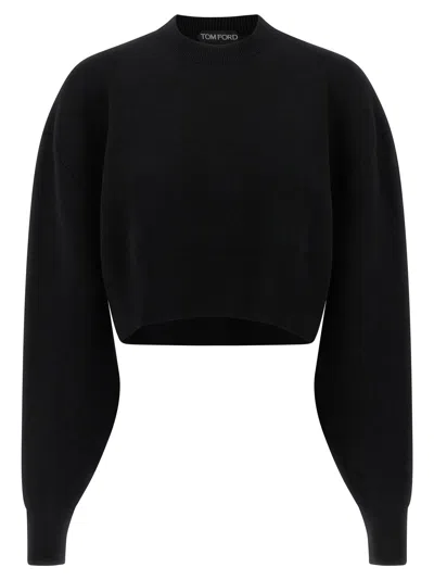 Tom Ford Cropped Crewneck Sweatshirt In Black