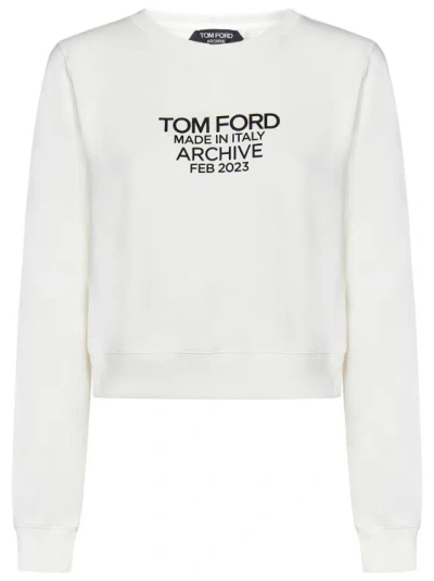 Tom Ford Cropped Crewneck Sweatshirt In White
