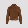 Tom Ford Brown Cropped Leather Jacket In Sauvage