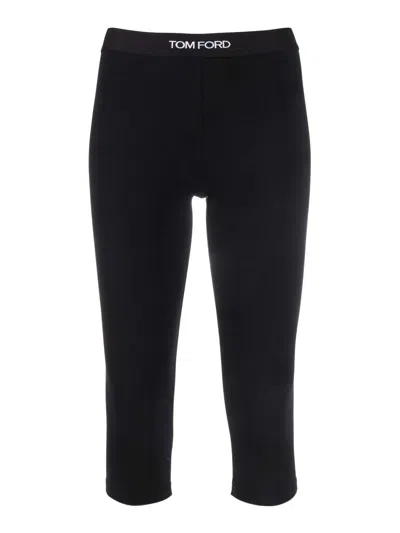 Tom Ford Cropped Leggings With Logo In Black