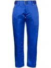 Tom Ford Cropped Silk Satin Trousers In Blue