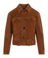 Tom Ford Brown Cropped Leather Jacket In Brown