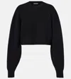 Tom Ford Sculptural Double Face Virgin Wool Blend Crop Sweater In Black
