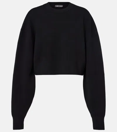 TOM FORD CROPPED WOOL AND CASHMERE-BLEND SWEATER