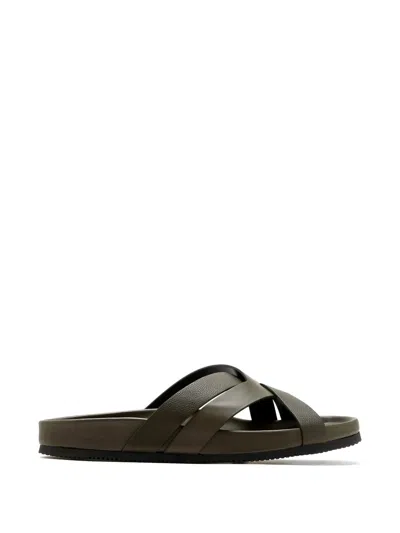 Tom Ford Cross Strap Slides In Green