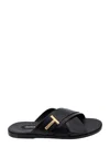 TOM FORD TOM FORD CROSS STRAP T PLAQUE SANDALS