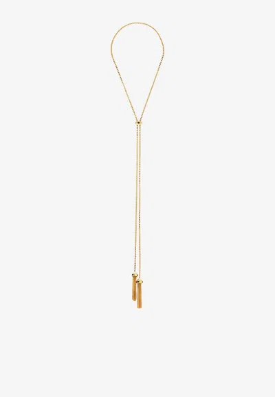 Tom Ford Crystal Cabochon Lariat Necklace In Gold