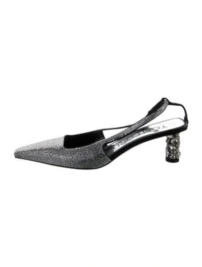 Pre-owned Tom Ford Crystal Crystal Embellishments Slingback Pumps In Silver