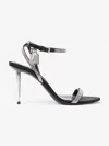 Tom Ford Crystal Stones Padlock Pointy Naked Sandal 105 In Silver