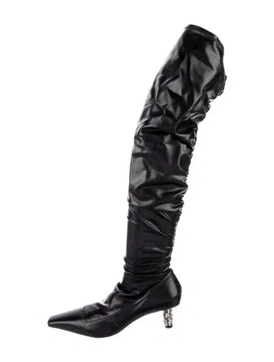 Pre-owned Tom Ford Crystal Embellishments Lace-up Boots In Black