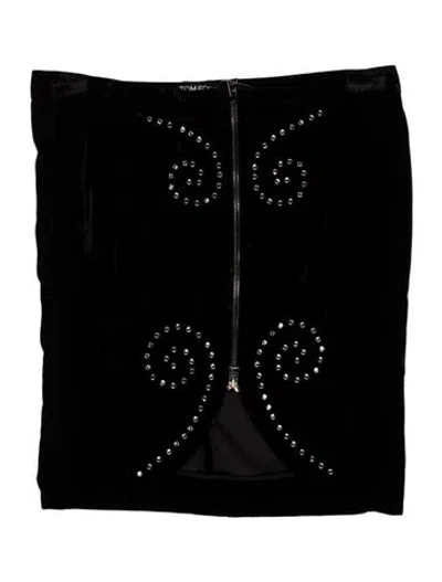 Pre-owned Tom Ford Crystal Embellishments Mini Skirt In Black