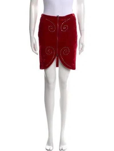 Pre-owned Tom Ford Crystal Embellishments Mini Skirt In Red