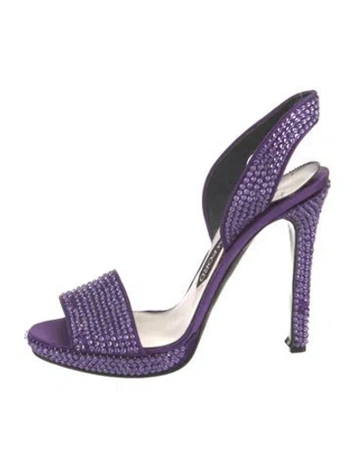 Pre-owned Tom Ford Crystal Embellishments Slingback Sandals In Purple