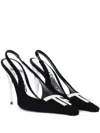 Tom Ford Crystal-logo Slingback Pumps In Black