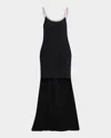 Tom Ford Crystal Sleeveless Grain De Poudre High-low Gown In Black