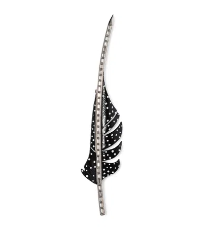 Tom Ford Crystal-embellished Feather Brooch