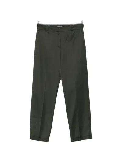 Tom Ford Cuffed Trousers In Green